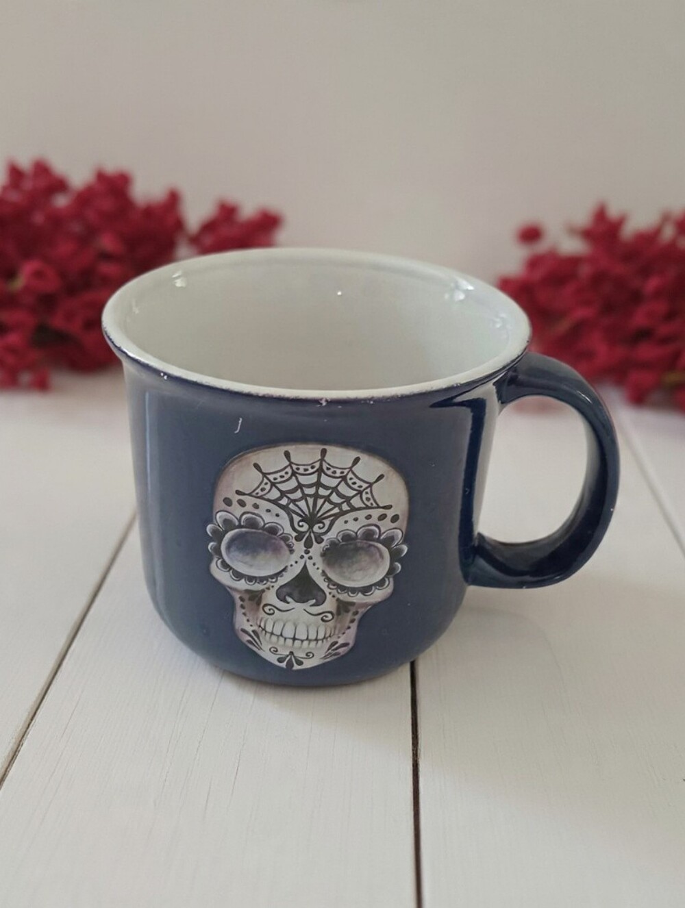 TMD Retail Blue Sugar Skull Halloween Ceramic Coffee Mug Cup